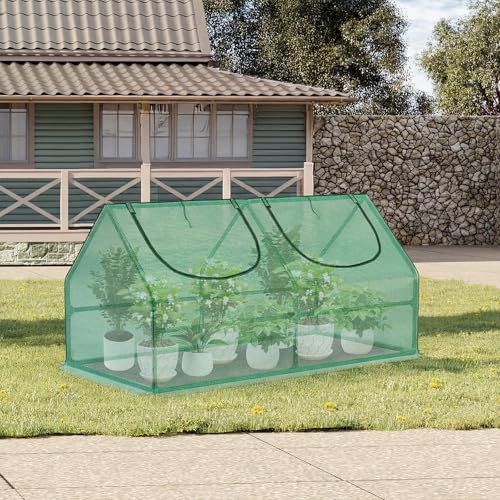 6 x 3 x 3 ft Mini Greenhouse with 2 Zipper Doors (Green / 6 x 3 x 3 ft)