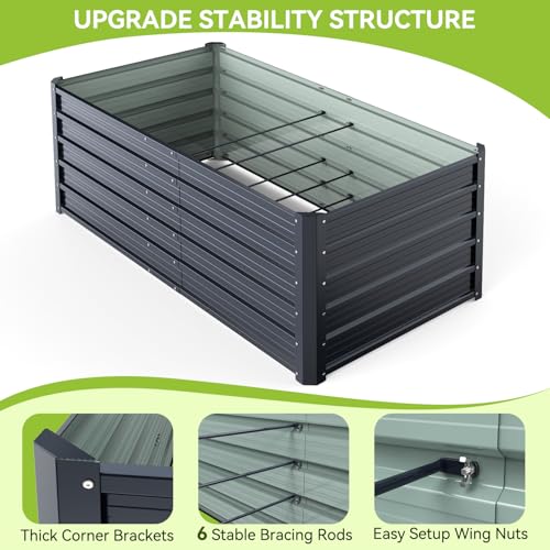 6x3x1.9 FT Metal Raised Garden Bed Outdoor