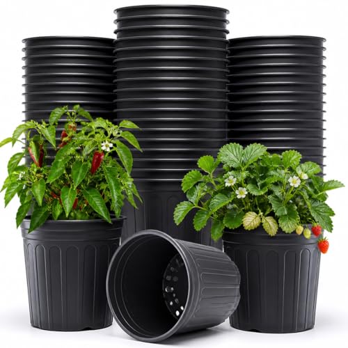 75 Pack 3 Gallon Flexible Plant Nursery Pots for Plants with Drainage Holes (3 Gallon)