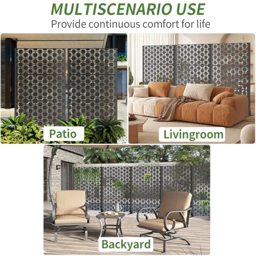 Metal Privacy Screen Outdoor Freestanding (Black / Rectangle C)