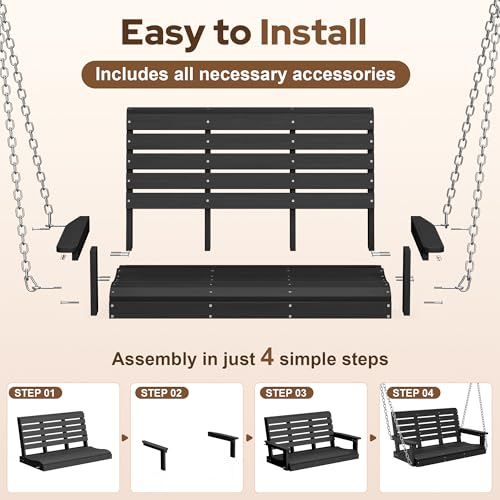 4 FT 2 Seat Porch Swing (Black / 2 Seat)