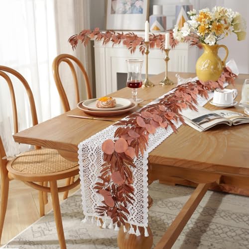 Artificial Silk Eucalyptus Vine Fall Garland with Willow Leaves 2P (Eucalyptus Leaf Orange)