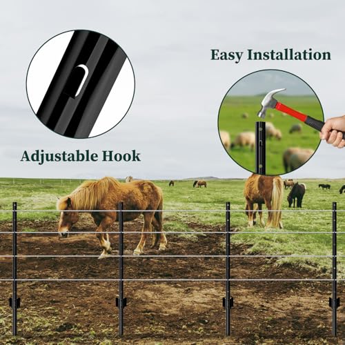 Metal Garden Fence Posts (5FT-20P / Black)