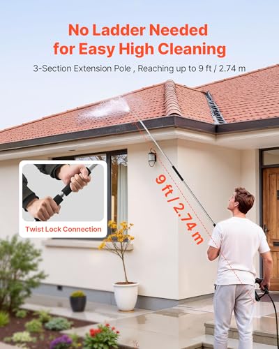 9 FT Pressure Washer Telescoping Wand (9FT without Brush Head)