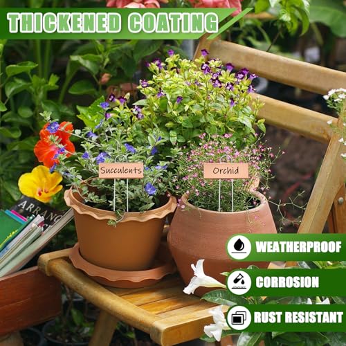 104 Pcs Metal Plant Markers Outdoor (Rose Gold Label With Black Ink)