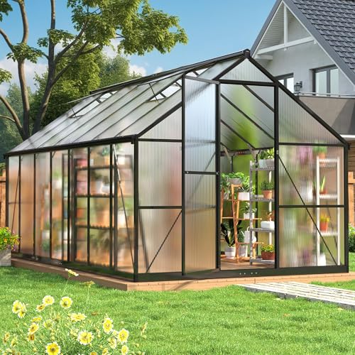 8x14 FT Walk in Polycarbonate Greenhouse for Outdoors (8x14 FT)