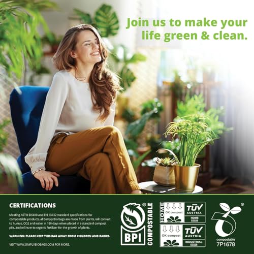 3 Gallon Compostable Trash Bags (3 GAL, Handle Bags, 80 Count)