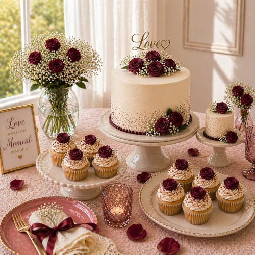 Edible Deep Burgundy Rose Toppers (Burgandy)