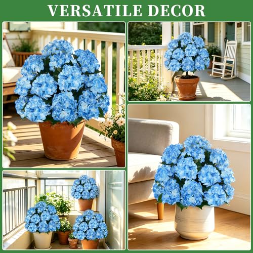 2 Pack 33" Artificial Topiary Ball Trees with Blue Hydrangea (Blue Hydrangea)