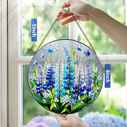 8 Inch Stained Glass Ornament (Lupine Butterfly)