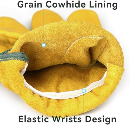Leather Work Gloves for Men & Women (Gold(24 Pair) / Medium)