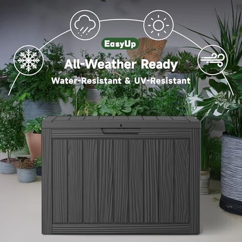 45 Gal Waterproof Outdoor Storage Box UV Resistant Deck Box (Black / 45 Gallon)