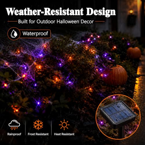 Halloween Solar String Lights Outdoor (Orange & Purle / 16.4ft)