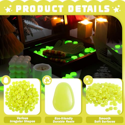 150 PCS Glow in The Dark Rocks (Yellow/150 pcs / 2.5x2x0.5cm)