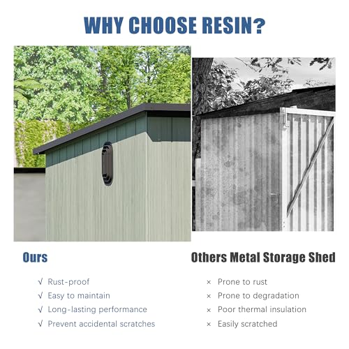 Domi 6x11FT Outdoor Storage Shed with Double Lockable Doors & Sloping Roof (6x11FT)