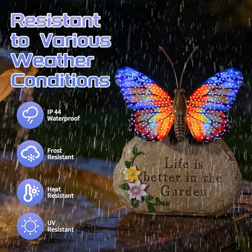 Solar LED Butterfly Garden Statue with Sparkling Light (Orange)