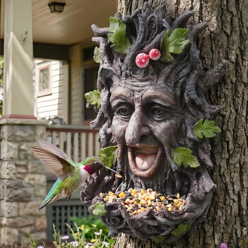 12" Real Tree Face Hugger Statue (Green Red)