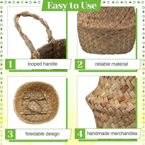 8 Pcs Woven Seagrass Baskets Belly Basket (XXS,6.3''Dx5.5''H)