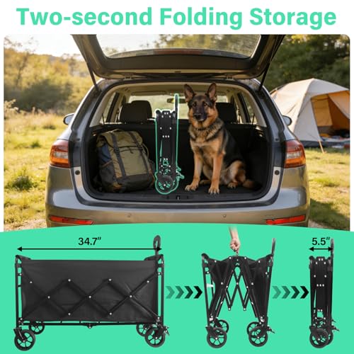 Upgraded Heavy Duty Foldable Wagon (Black_550lbs)