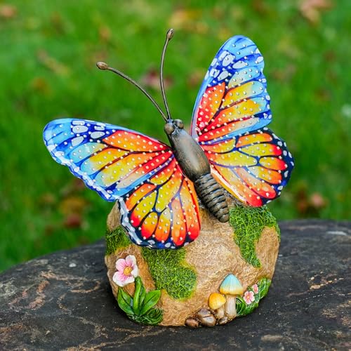 Solar Butterfly Garden Statue Weatherproof Outdoor Hand