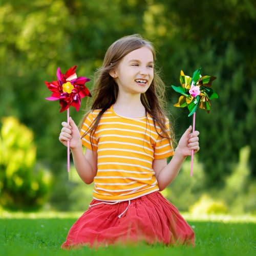 200 Pieces Plastic Rainbow Windmill Party Pinwheels DIY Pinwheel