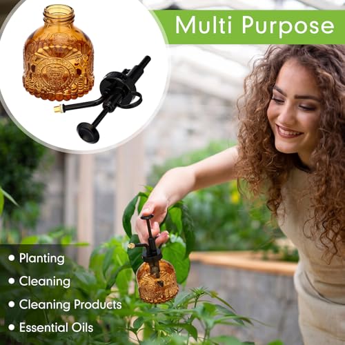 8 Pcs Glass Plant Mister Spray Bottle 200ml Vintage Plant Spritzer Multicolor Succulent Watering Bottle Watering Can 6.4'' with Plastic Top Pumps for Indoor Outdoor Garden Plants (Black)