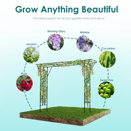 Flat Top Garden Arch Trellis (Extra Large / Black)