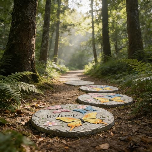 Butterfly Garden Stepping Stones Outdoor 0.75 * 10 * 10 Inch (Yellow3)