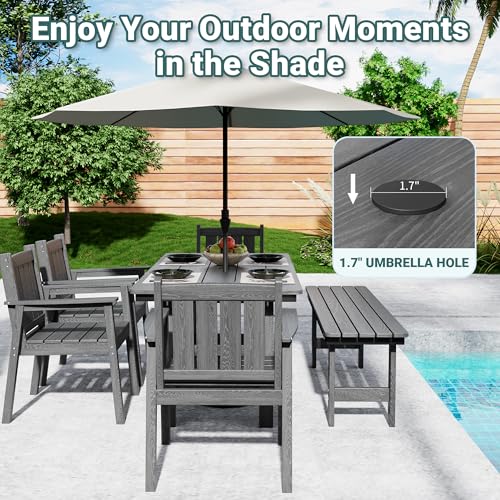 Patio Dining Table Set (Grey / 6-Seat(6PCS)66.7"Table)