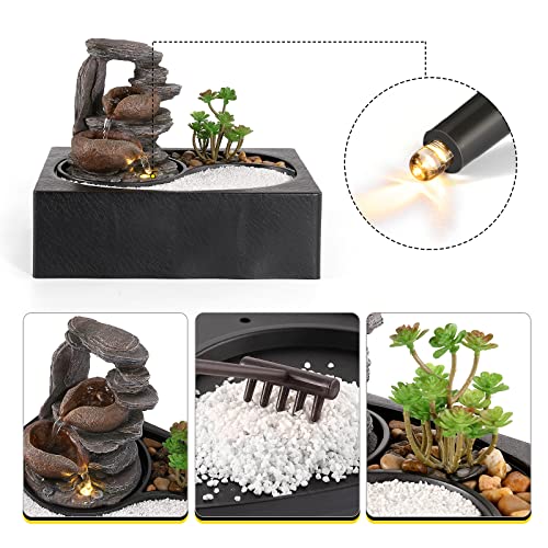 Indoor Water Fountains Tabletop Water Fountain with Warm Light (Style 10)