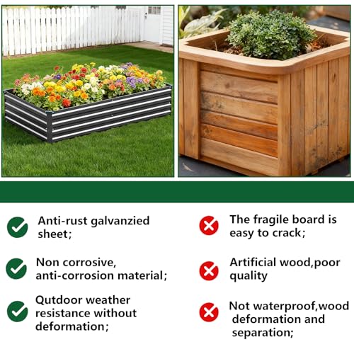 2PCS 10x3x1ft Galvanized Raised Garden Beds Kit (2 Count)