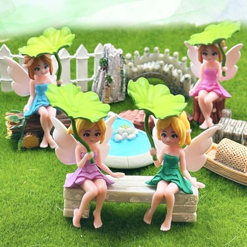 4Pcs Miniature Fairy Figurines (Lotus Leaf)