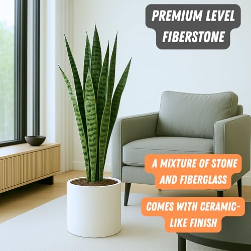 Large Planter for Indoor or Outdoor (Matte White With Saucer / 12 Inch)
