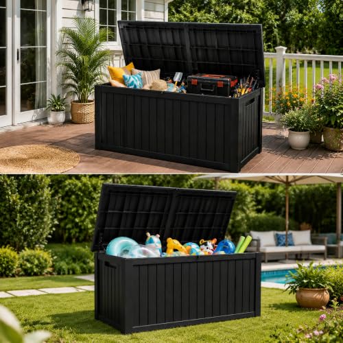 270 Gallon Lockable Resin Outdoor Storage Box (Black / 270 Gallon)