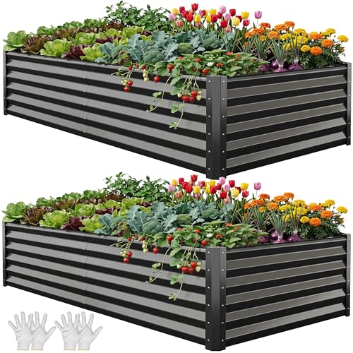 8x4x1.5ft 2pcs Large Raised Garden Bed Kit (Black / 8x4x1.5ft 2pcs)