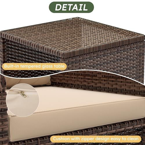 5 Piece Patio Furniture Set (Khaki-beige / 5 Piece)