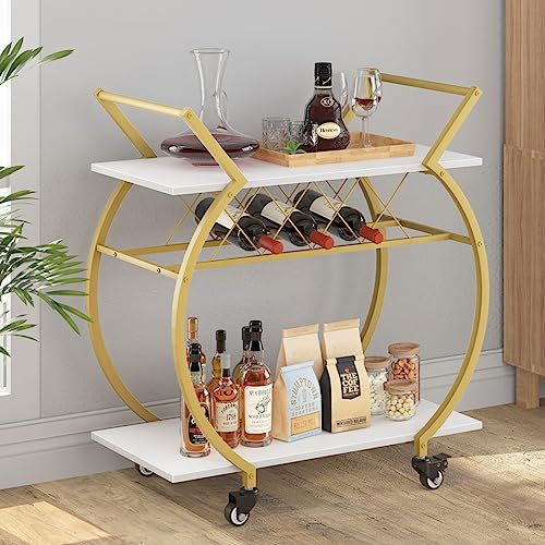 Modern Bar Cart (Gold White)