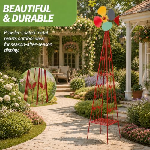 6FT Windmill for Yard Garden Decoration (Red)