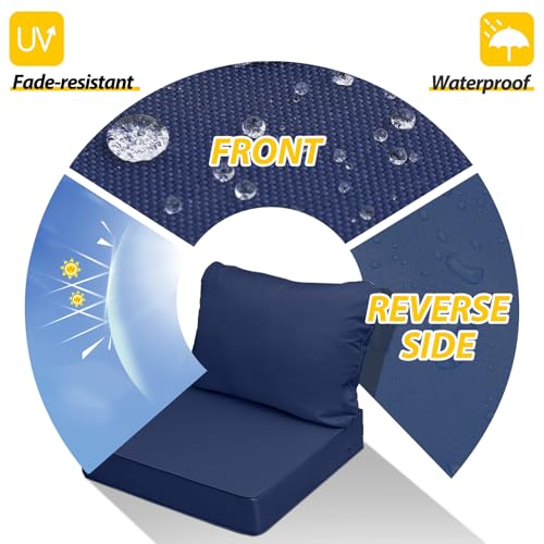 Outdoor Chair Cushions (Navy Blue / 19"x19"x3" / 19"x17")