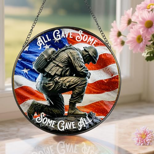 Stained Glass Window Hanging Suncatcher (Patriotic Soldier)