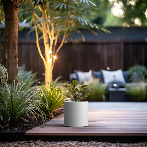 Small Round Cylinder White Concrete Planter 9.8" Tall (Pure White / 9.8" Dia)