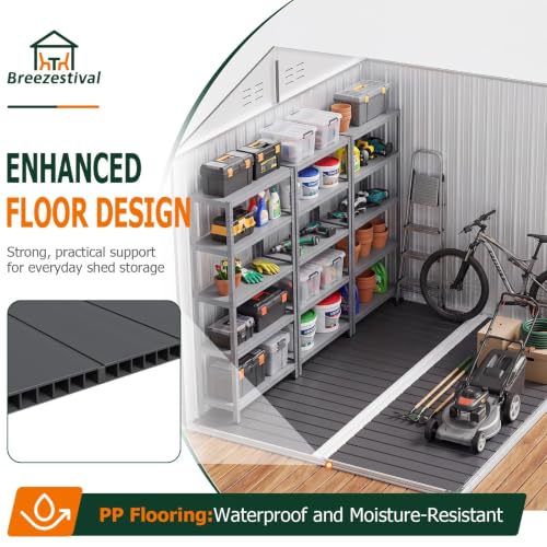 8x6FT Outdoor Storage Shed with Floor Black (Dark Black / 8' x 6')