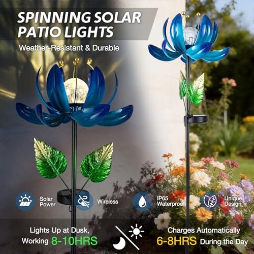 Solar Garden Lights Metal Flower Decor (Dazzling Blue)