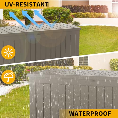 200 Gallon Outdoor Storage Box Patio Deck Box Waterproof (Grey / 200 Gallon)