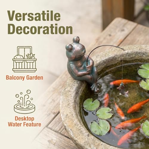 Antique Copper Fishing Frog Statues (Fishing Copper Frog Statue)