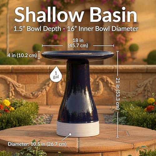Sunnydaze Ceramic Bird Bath for Outside
