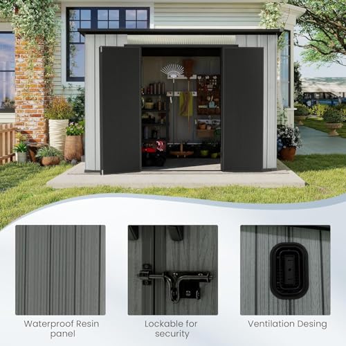 Domi 6.2x9.3 FT Resin Outdoor Storage Shed (6.2x9.3FT)