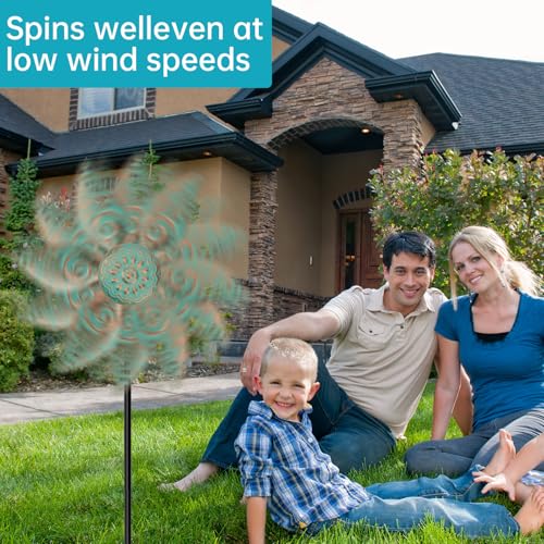 2 Pack Wind Spinners Outdoor Metal Vintage Green Waterproof (2 Count)