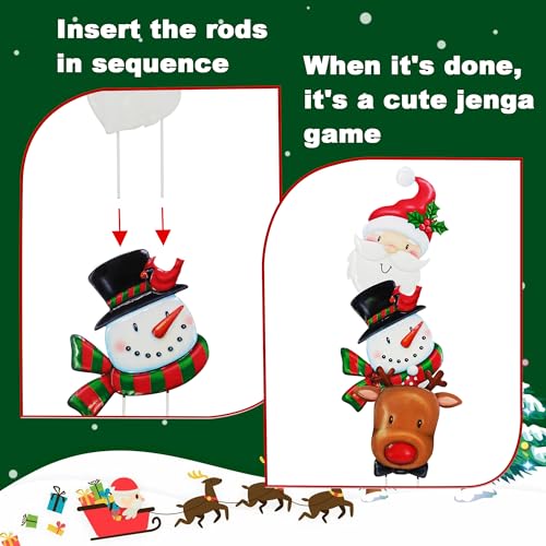 3 Pack Metal Christmas Yard Signs Decor for Multiple Stacked (Santa Claus Snowman Reindeer)