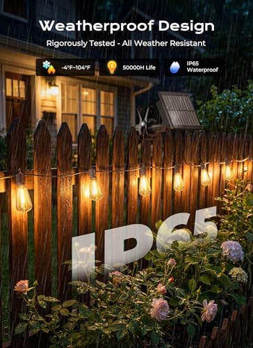 58FT Solar String Lights Outdoor (58FT(25+1 Sockets))